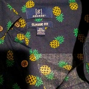 PINEAPPLE DESIGN 2XL DRESS SHIRT BY GEORGE.